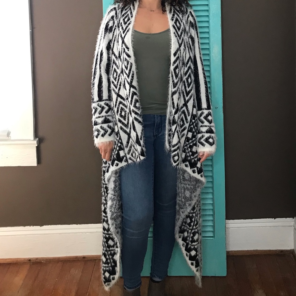 Aztec/Tribal print duster cardigan